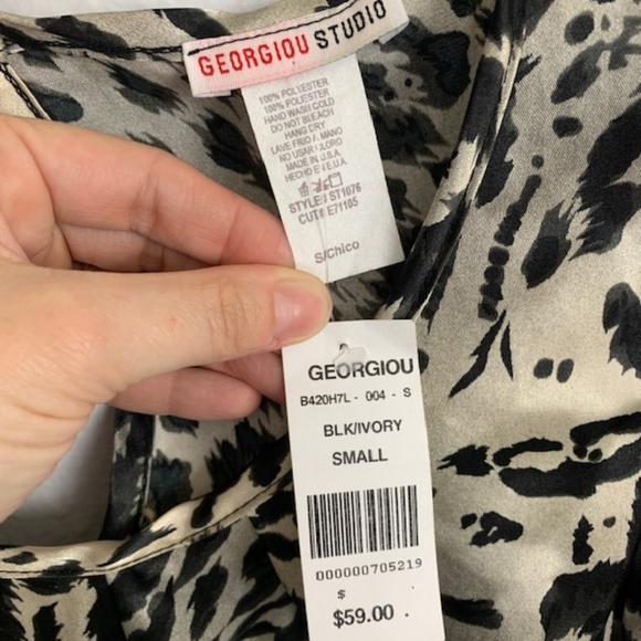 Georgiou Studio Animal/Leopard Print Top Sz S - Picture 5 of 6